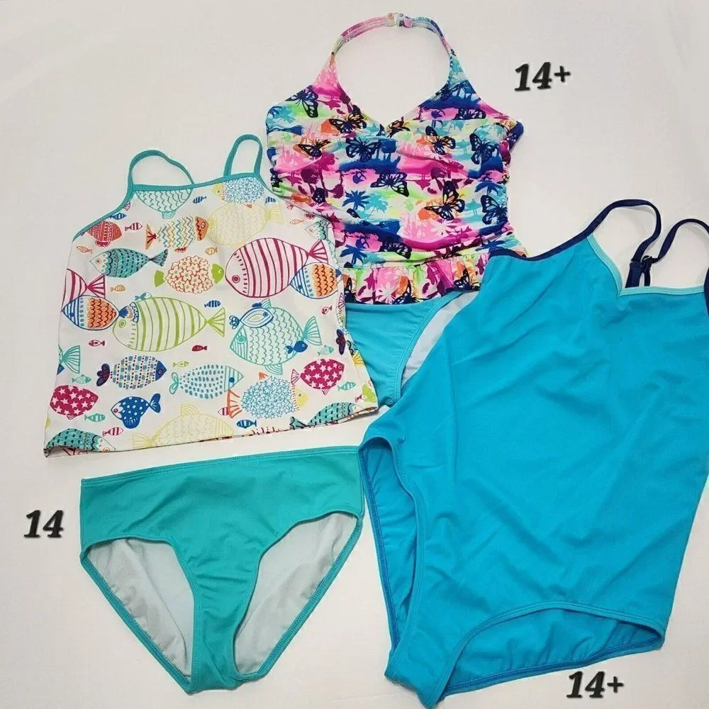 3 GIRLS Swimsuits - Size‎ 14/14+/14+ Op, Lands' end - Turquoise